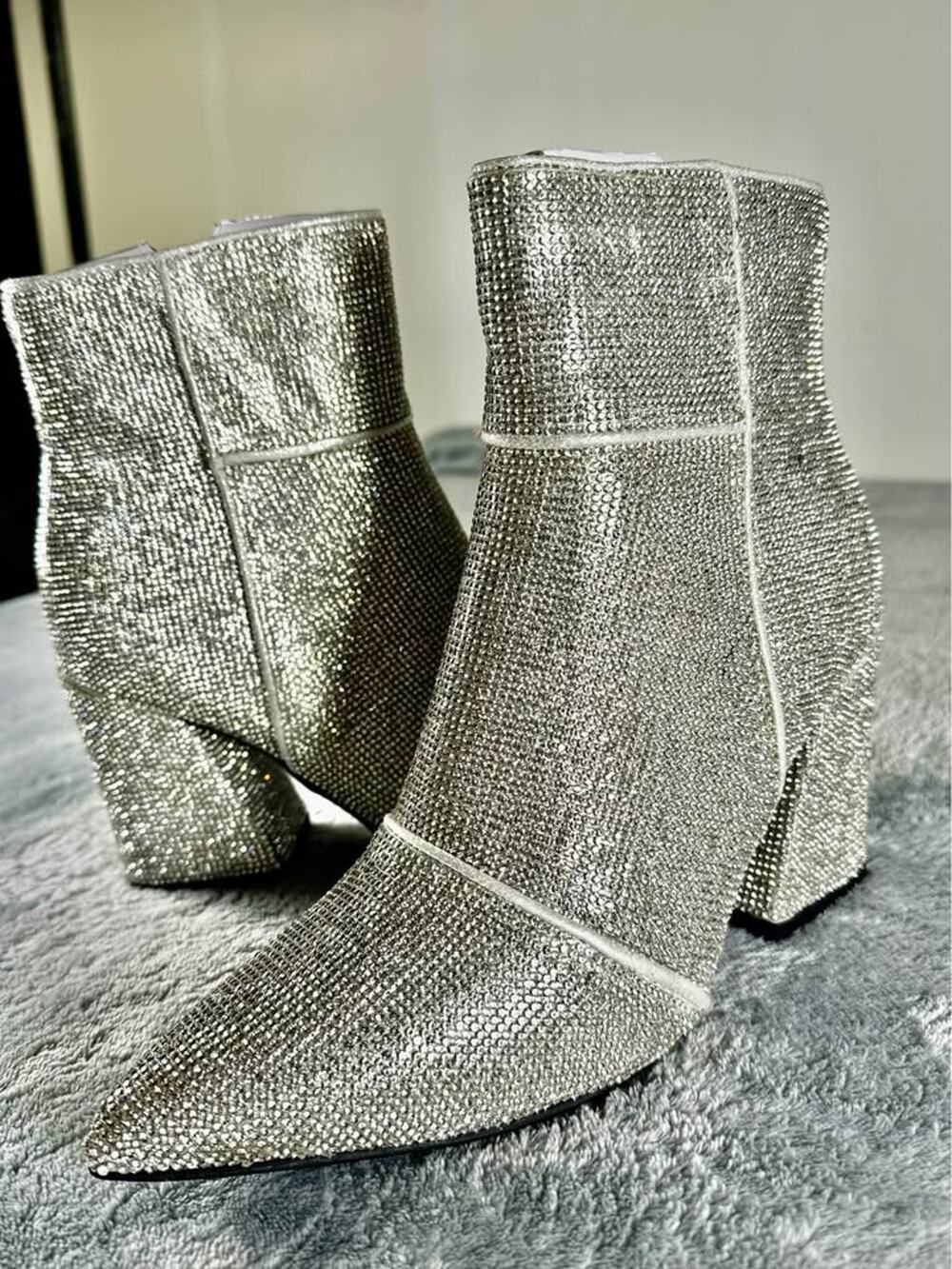 NWT- A New Day Rhinestone Ankle Boots Sparkly Pointed Toe
